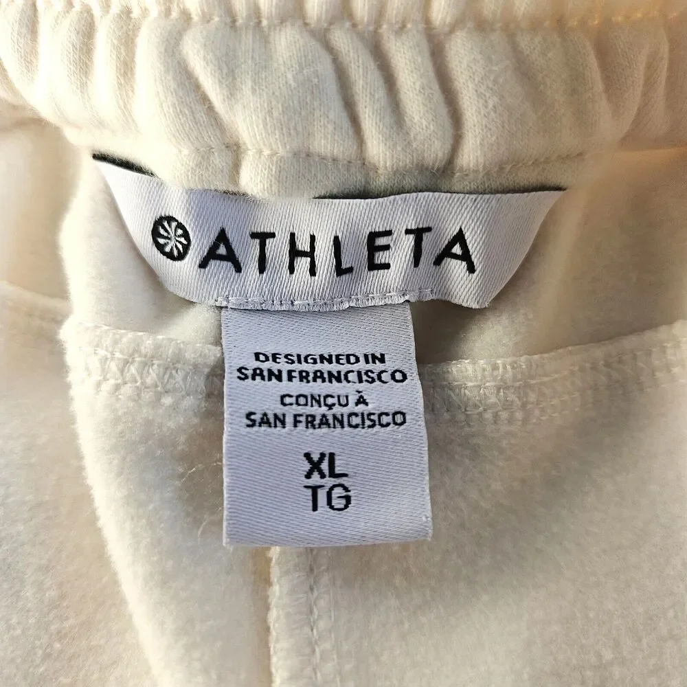 ATHLETA Triumph Hybrid Wide Leg Cropped Sweatpants Ivory Cream Womens XL - Picture 11 of 13